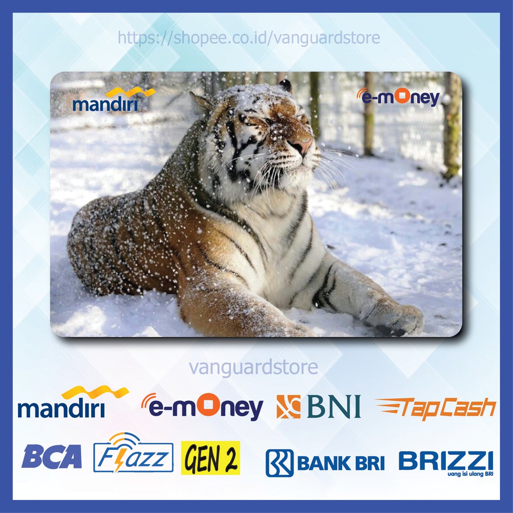 KARTU E MONEY E TOLL HARIMAU SALJU ANIMAL 2 EMONEY MANDIRI FLAZZ BCA BNI TAPCASH BRIZZI BRI - 1 SISI