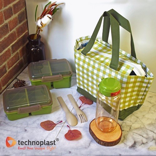 TECHNOPLAST Lunch Box Set Soft Lunch Kit Seventhset/Lunch Box Set & Bottle Tas Bekal