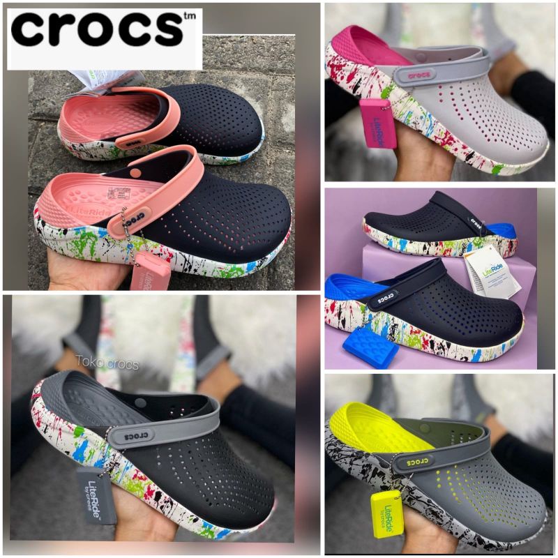 SANDAL CROCS LITERIDE MOTIF PRIA WANITA / Sandal wanita crocs / Sandal pria crocs / Crocs literide