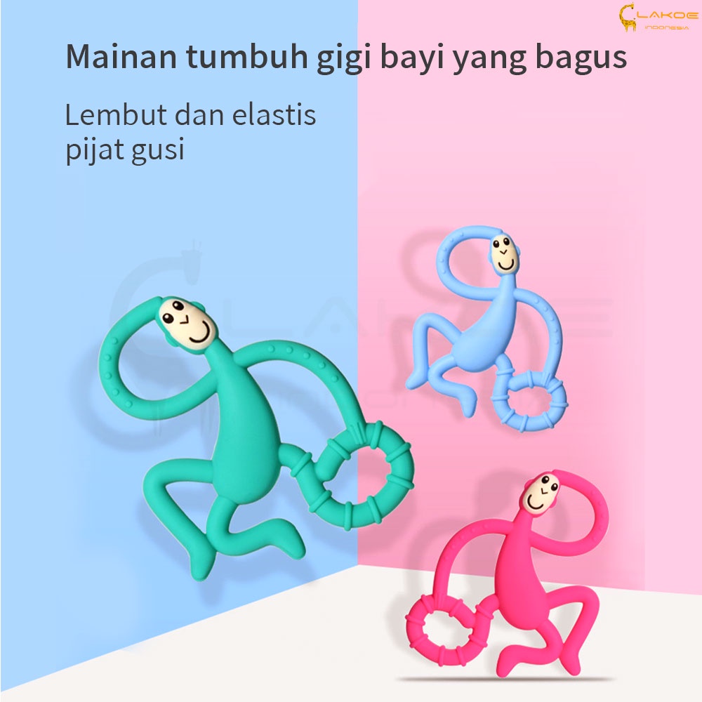 LAKOE Teether bayi silikon / gigitan bayi model monyet / molar stick bayi BPA Free