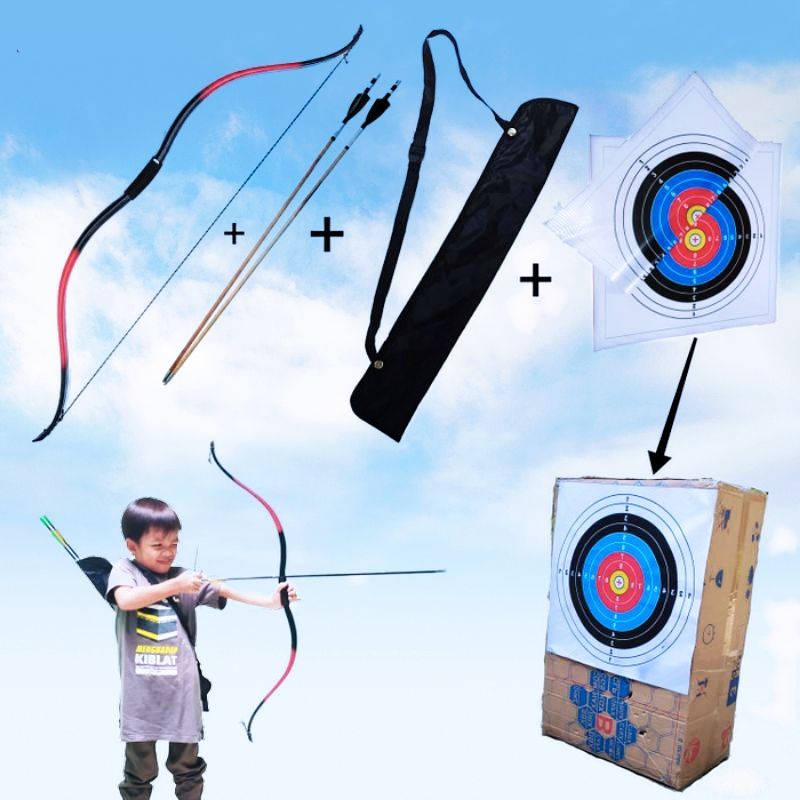 PROMO PAKET Busur Panah Anak SD-TK Model Horsebow