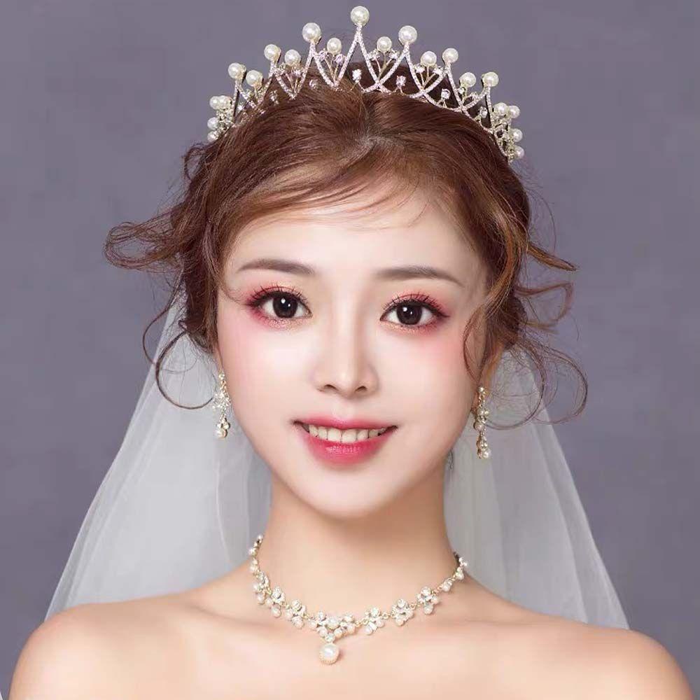 Augustina Mahkota Pengantin Fashion Indah Putri Mahkota Berlian Imitasi Mahkota Ulang Tahun Mahkota Mutiara Bando Gaya Korea Hiasan Kepala Pengantin