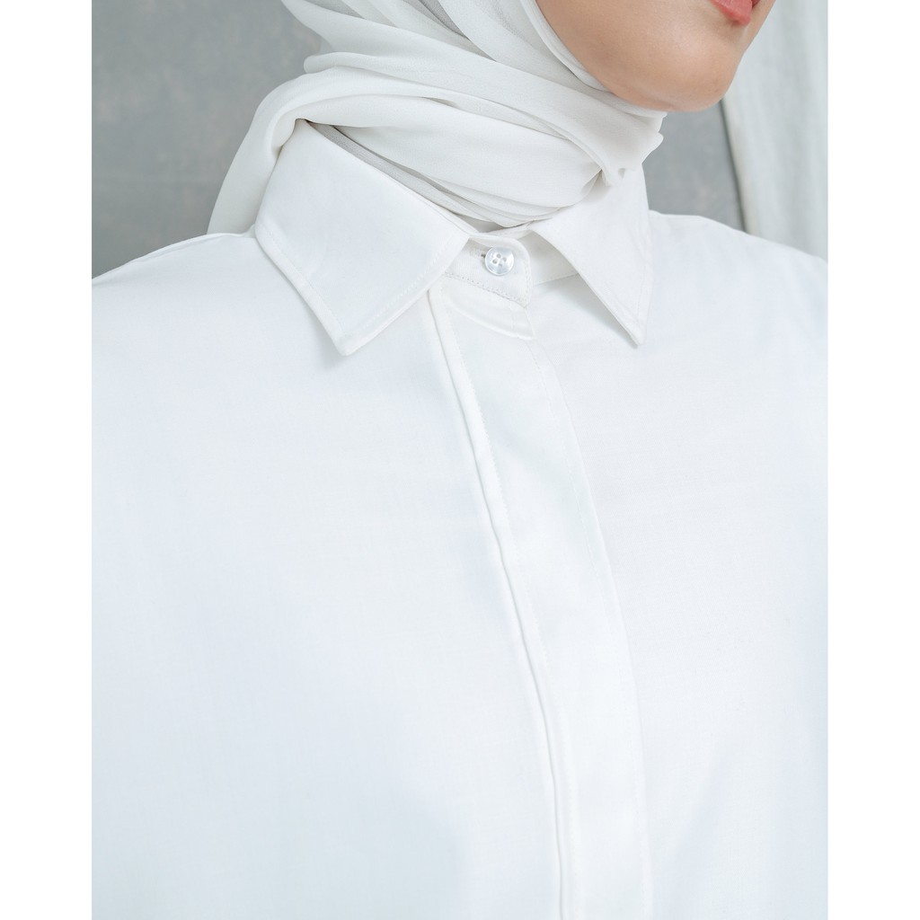EVONNE Letty Shirt White Hide Button Basic Oversize Pattern LD109 E03-04 ALLSIZE M fit to L-7