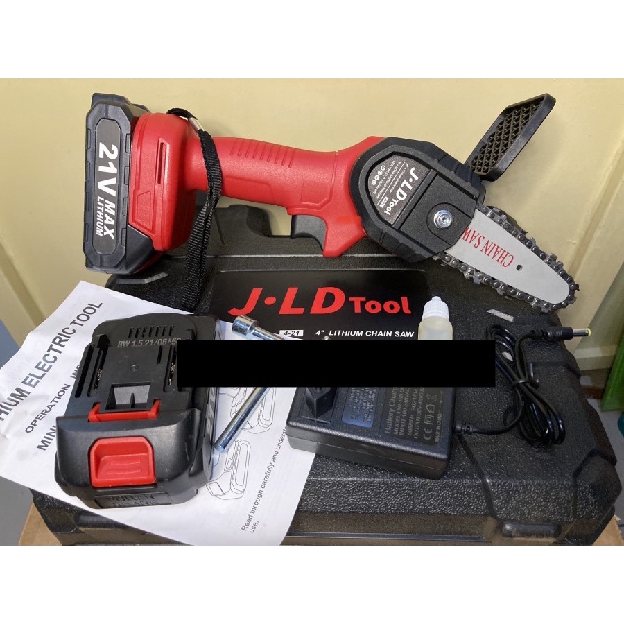 CORDLESS MINI CHAINSAW BATERAI 21V MESIN GERGAJI POTONG KAYU JLD