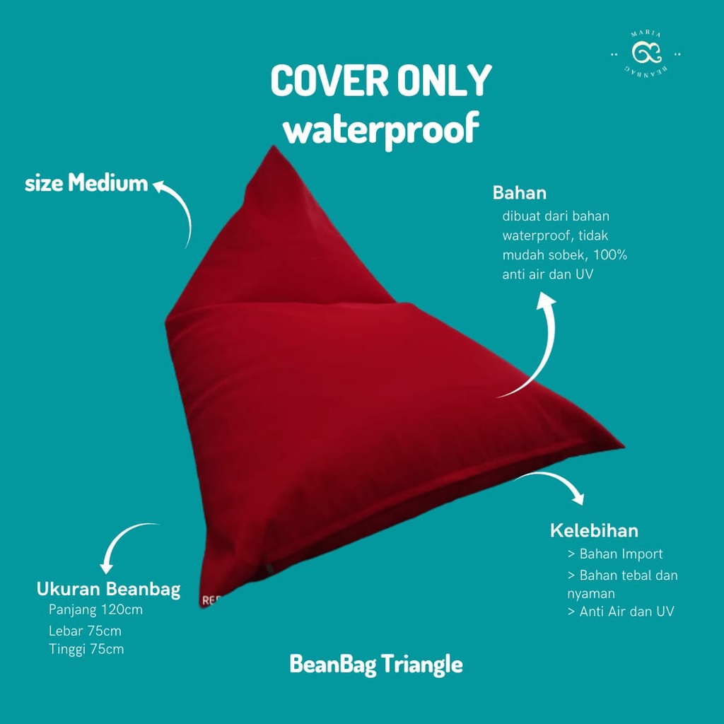 BEANBAG TRIANGLE WATERPROOF-COVER LUAR ONLY-(SARUNG SAJA)