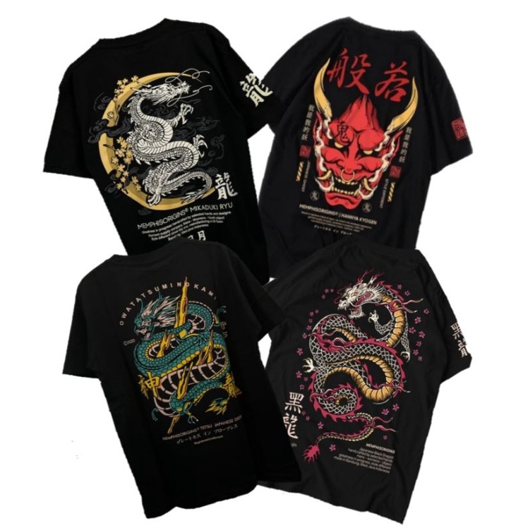 KAOS DISTRO MEMPHIS ORIGINS DRAGON / KAOS NAGA SAMURAI JEPANG ORIGINAL