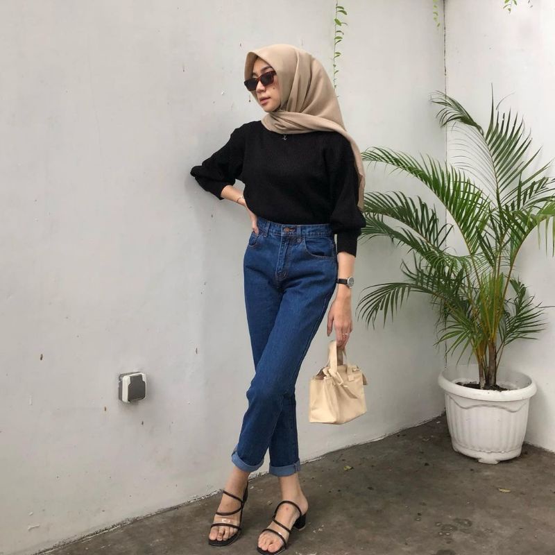 CELANA BOYFRIEND JEANS WANITA POLOS