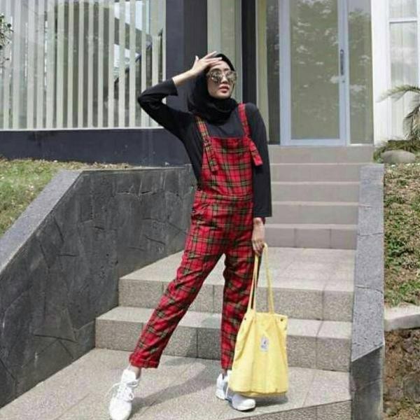 Kirim_Hari_ini 12.12 grosir_solo || BRISA OVERALL JUMSUIT || buni buna overal celana kotak motif ran