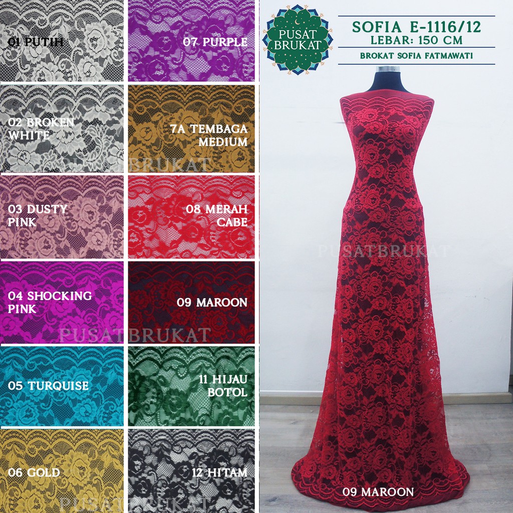 KAIN BRUKAT / BROKAT SOFIA FATMAWATI / JAQUARDTRONIC - SOFIA E-1116/12 - [harga per 0.5m]