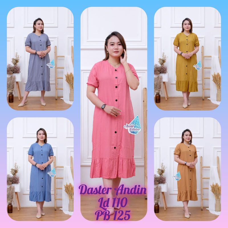 BAJU DRES WANITA DASTER ANDIN / DASTER ARAB PEKALONGAN / DASTER POLOS ADEM DAN LEMBUT