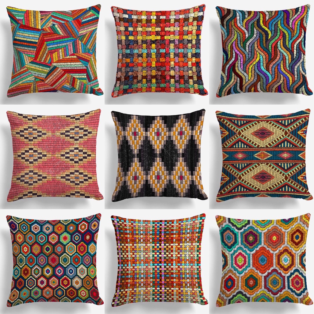 Bantal Sofa Print Motif Bohemian Art Multicolor 40x40 cm