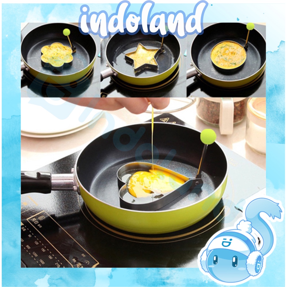 ☀INDOLAND☀ Cetakan Telur Karakter Telor Ceplok Mata Sapi Dadar Goreng Stainless Steel Pancake R764