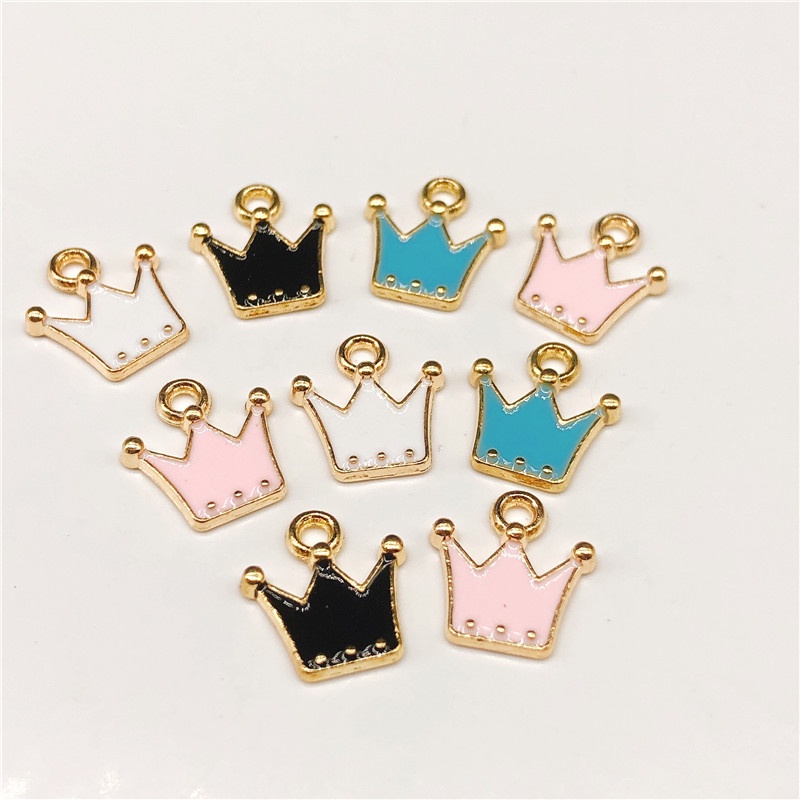 4pcs Liontin Enamel Charms Bentuk Mahkota Untuk Membuat Perhiasan