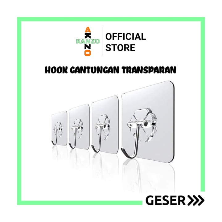 Kanzo - Gantungan Tempel Dinding Hook Magic Transparan / Gantungan Baju / Gantungan Hook Kamar Mandi