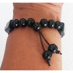 Gelang Giok Black Jace Aceh Model Bulat Kombinasi Khasiat Terapi
