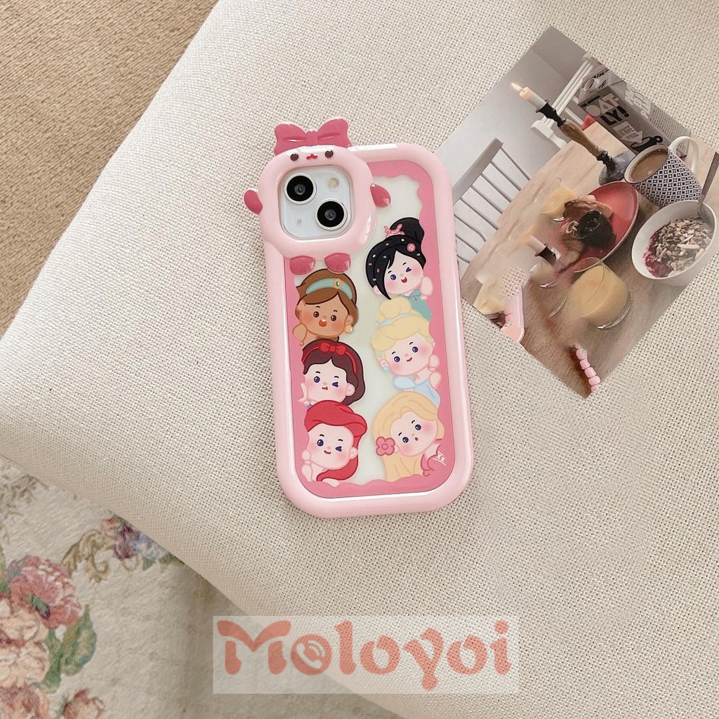 Soft Case TPU Desain Kartun Disney Princess 3D Untuk iPhone 11 14 Pro MAX XR 8Plus 7Plus 13 12 11 Pro MAX X XS MAX 6 6S 14 Plus SE 2020