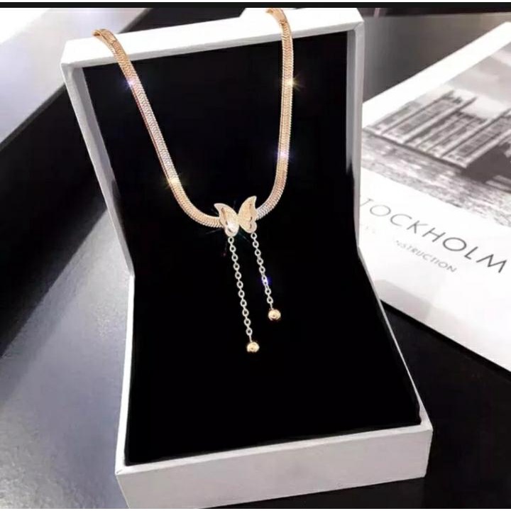 Kalung Kupu Kupu Titanium Anti Karat 100% STYLE korea