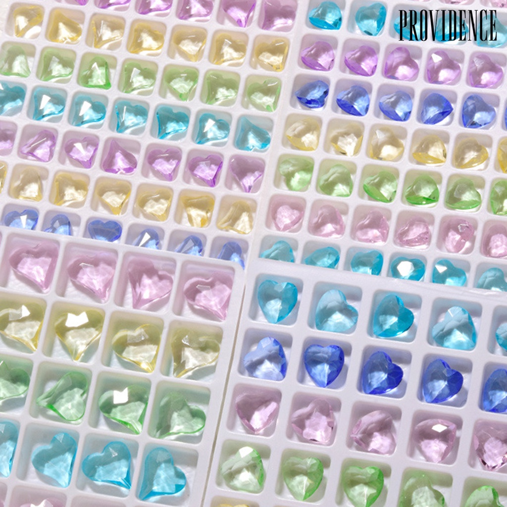 Providence 10Pcs Charms Berlian Imitasi Bentuk Hati 3D Warna Campur Untuk Dekorasi Nail Art