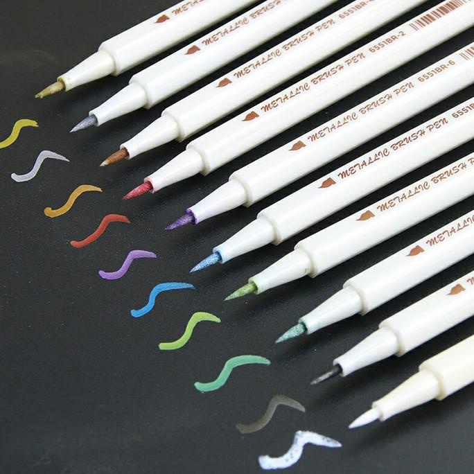 

(BISA COD) [SET] STA METALLIC BRUSH PEN isi 10 FREE ONGKIR Kode 563