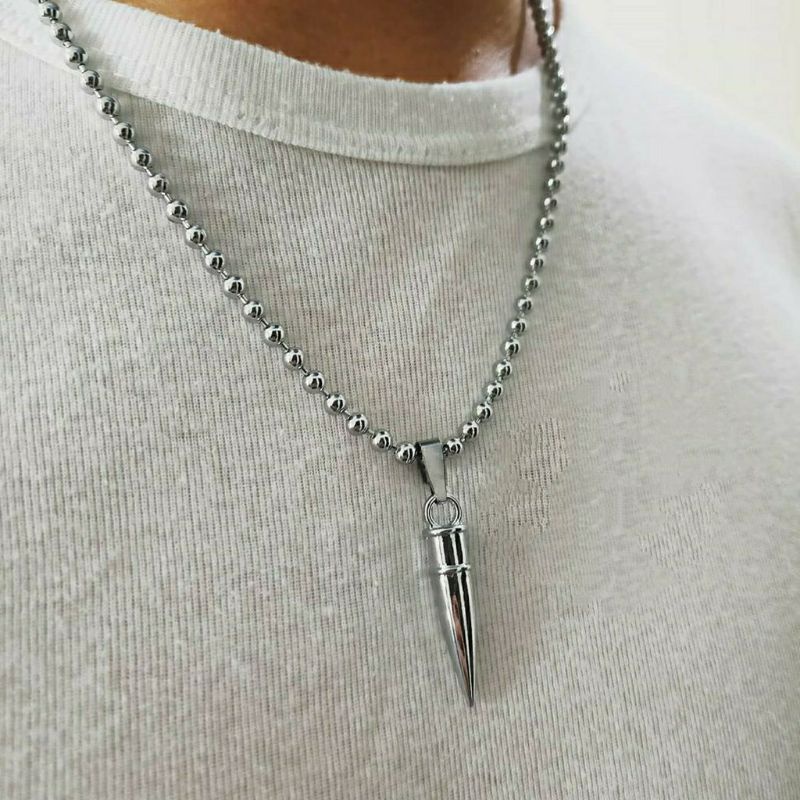 KALUNG TITANIUM PRIA WANITA MODEL MONEL BIJI LADA LIONTIN PLURU silver gold BLACK ANTI KARAT