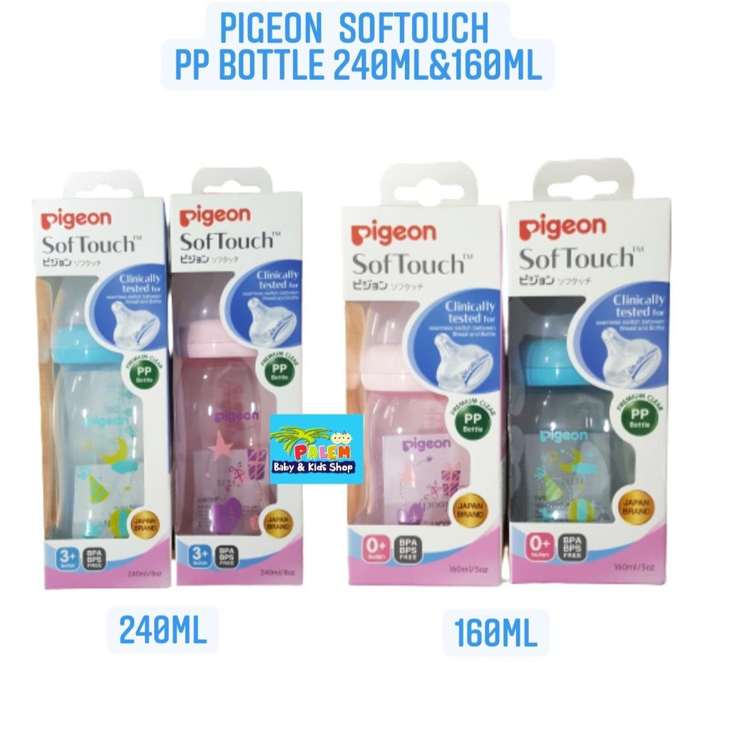 Pigeon Wide Neck Softouch Peristaltic Plus PP Bottle  240ml (3m+) /160ml (0m+) Botol Susu Bayi