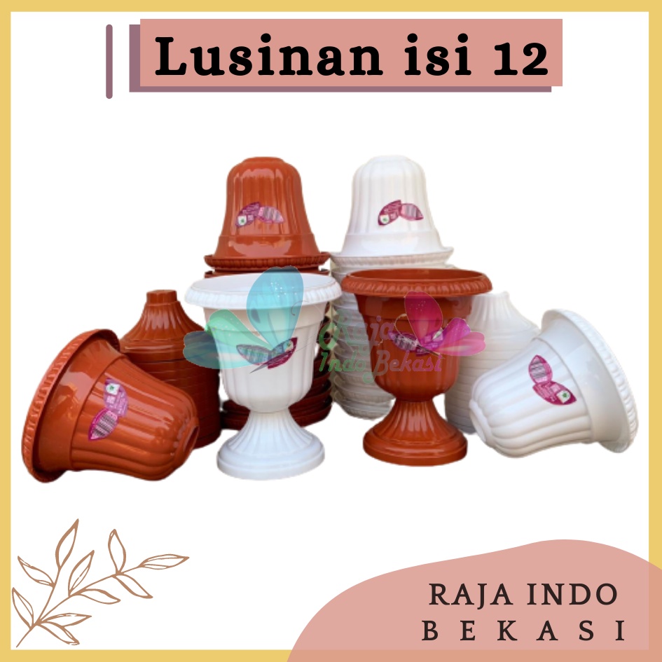 LUSINAN Pot Piala Green Leaf Feronia 6152 Putih Coklat Merahbata Merah Bata Terakota Pot Piala Tinggi Putih Plastik hitam pendek 50 - Pot bunga tanaman piala feronia putih 18cm - PIALA MINI 6152