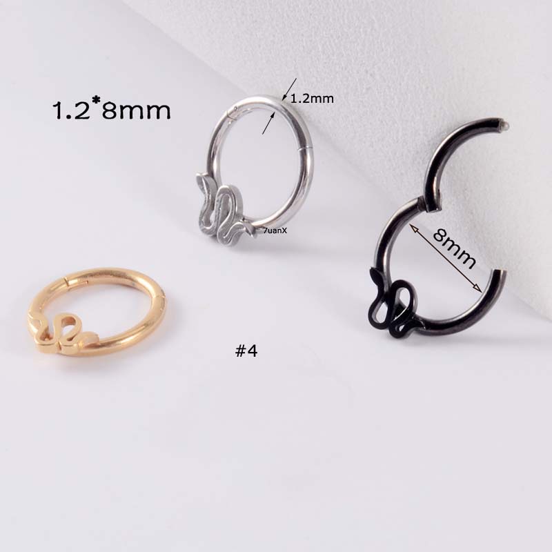 1pc Anting Tindik Hidung Bentuk Ular Bahan Stainless Steel Hypoallergenic