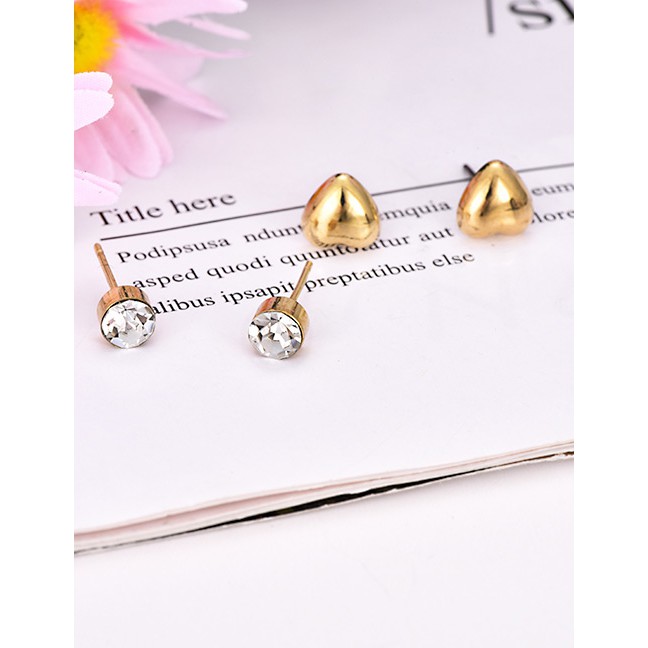 LRC Anting TusukFashion Gold Alloy Love Rose Tassel Stud Earring Set F50691