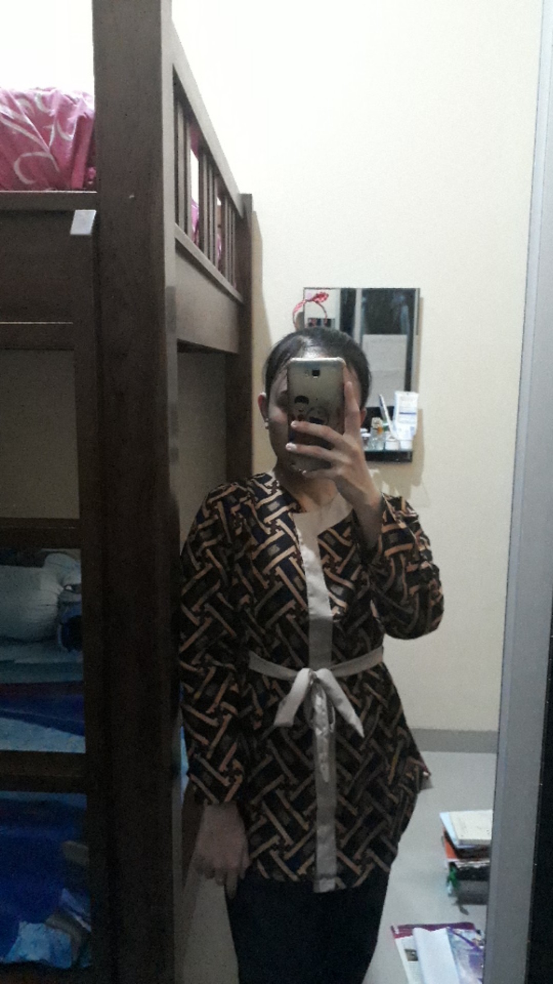 Ori Atasan Blus Batik Wanita Modern Halus Dolby Kombinasi Brokat Polos