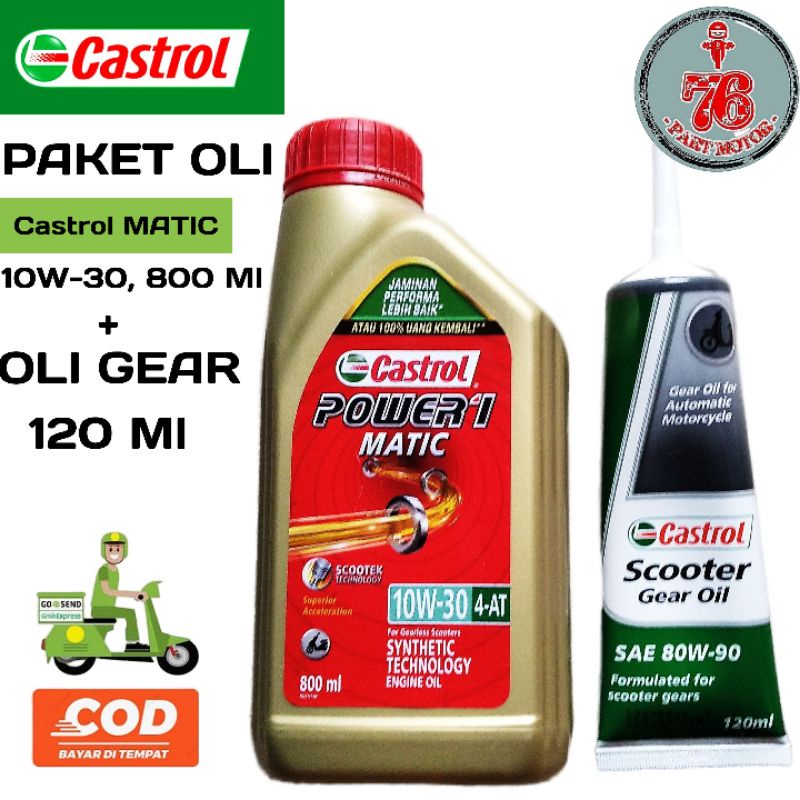 PAKET OLI CASTROL 10W-30 MATIC 800ML+OLI GEAR 100%ORIGINAL