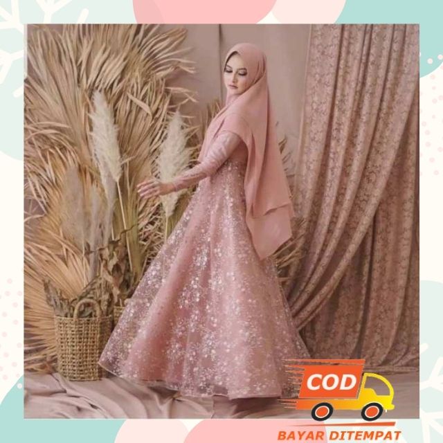 [ADA JUMBO] GAMIS AINUN KHIMAR MURAH COD / Gamis brokat / set hijab Syar'i Remaja Terbaru | GAMIS WA