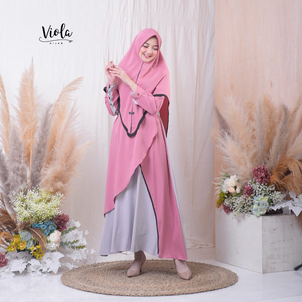 Gamis ameera ori viola amira layer itycrepe premium one set khimar