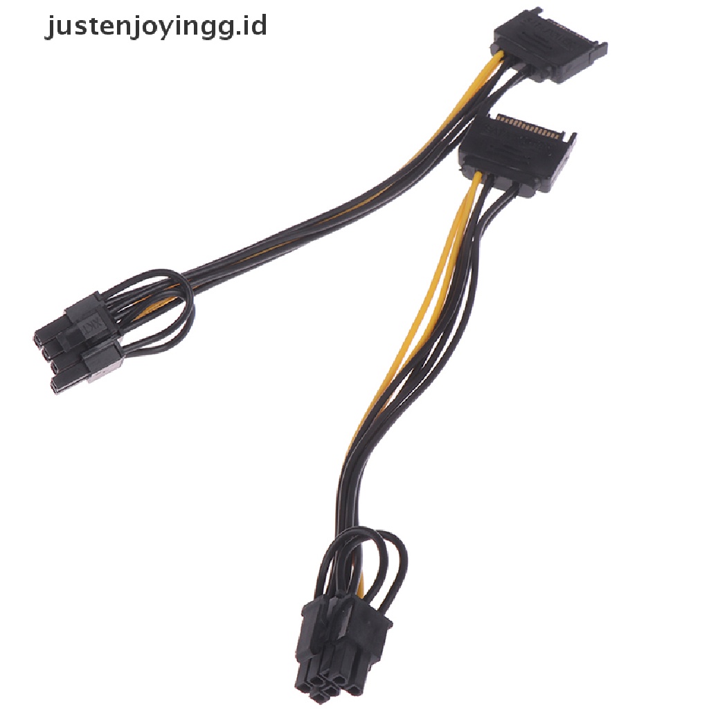 / / Justenjoyingg.id / 15pin Kabel Power SATA Male to 8pin Panjang 20cm Untuk Kartu Grafis PCI-E 6 + 2