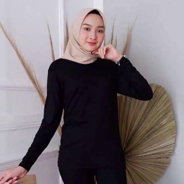 Daleman Kaos Wanita Manset Lengan Panjang Bahan Katun Meral