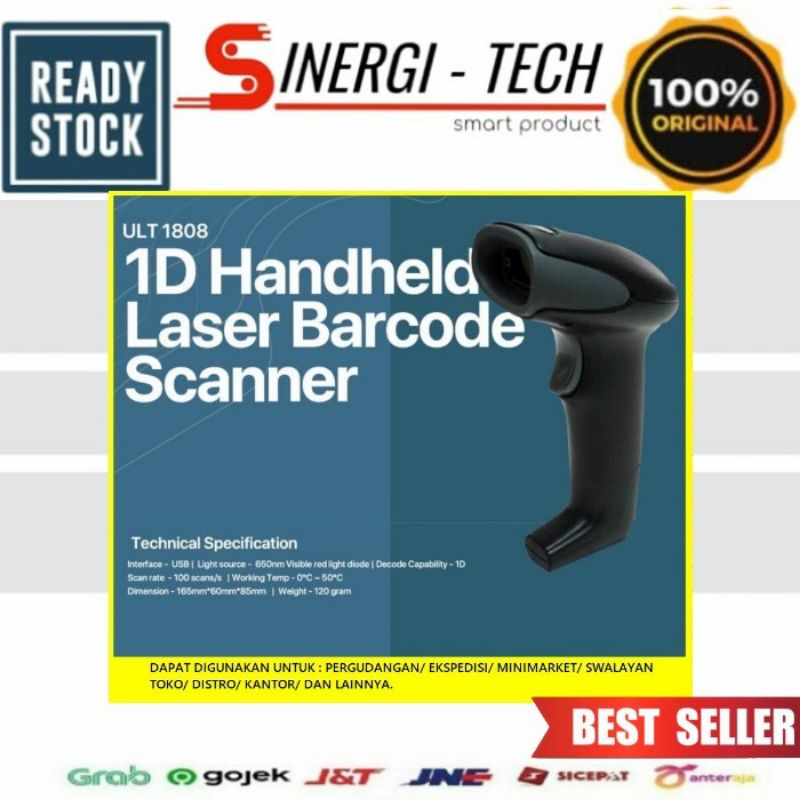 BARCODE SCANNER 1D ULT 1808 AUTOSCAN - USB (Barcode Scanner Kasir)
