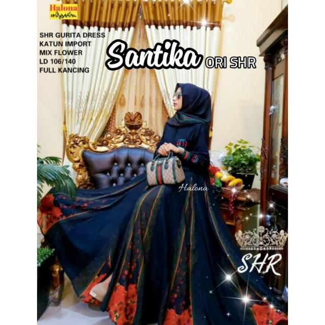 Maxy santika cewek/ dress elegan Syahrini/maxy motif bunga elegan/ maxy syahrini
