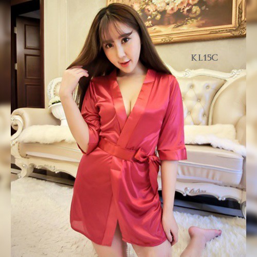 [TOKO TERPERCAYA] LINGERIE SEXY PIYAMA KIMONO BAJU TIDUR WANITA DEWASA MERAH WINE KL15C