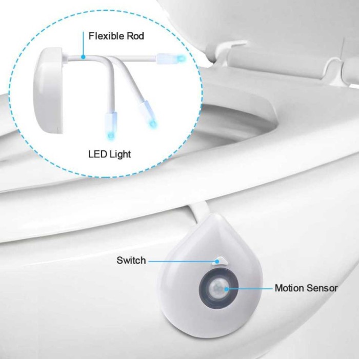 Lampu Sensor Closet automatis malam tempel Toilet Gerak PIR LED RGB