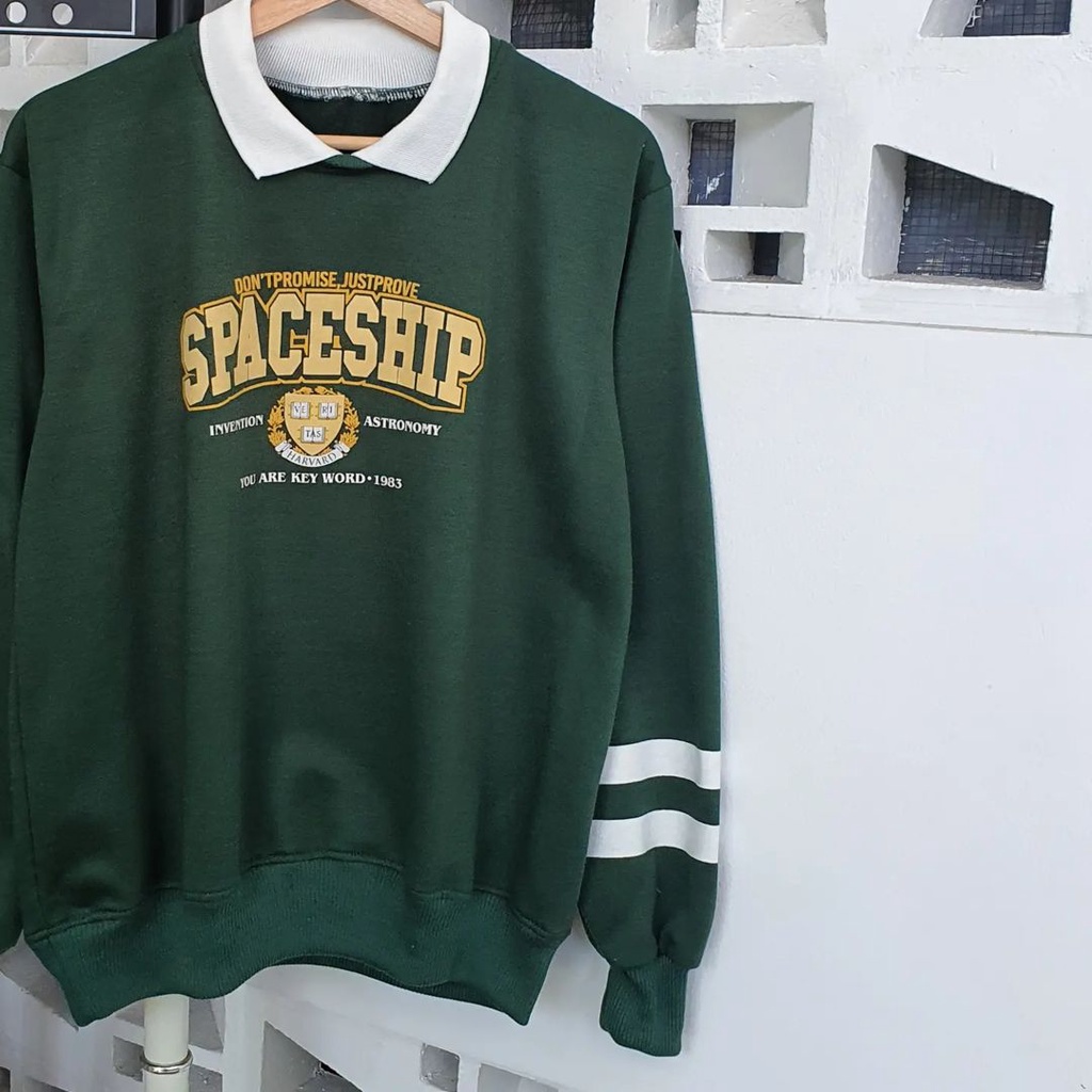 Sweater Spaceship Colar Sweater Emerald Casual Style