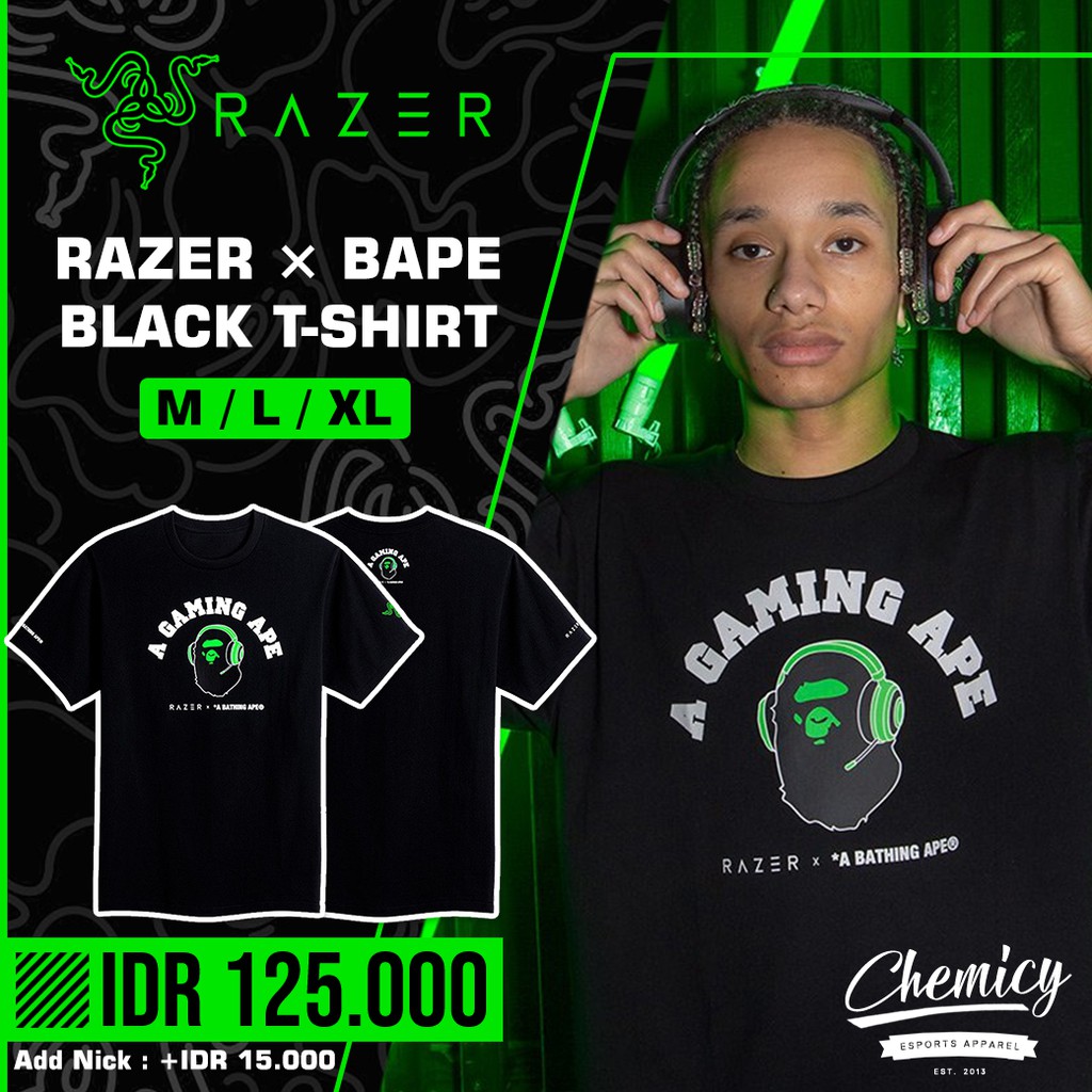 Razer BAPE A Bathing Ape Black T-Shirt