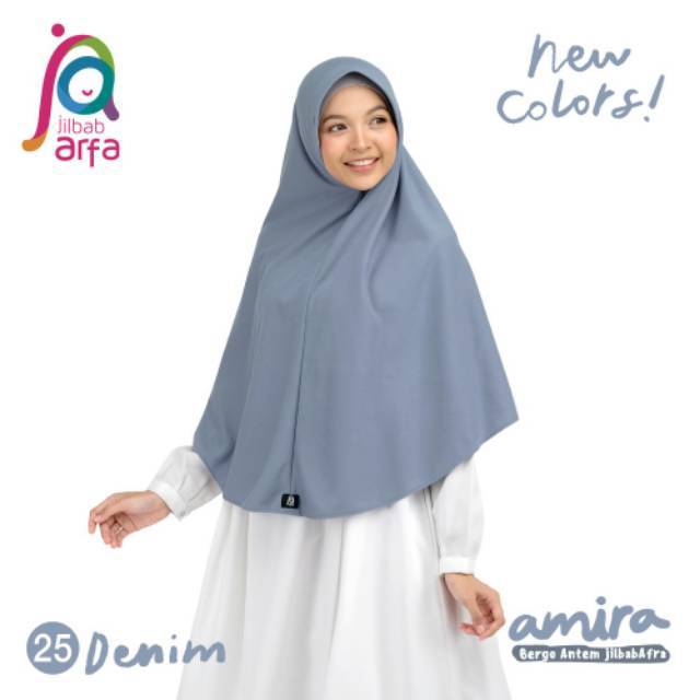 Bergo Antem Amira Warna Baru Denim