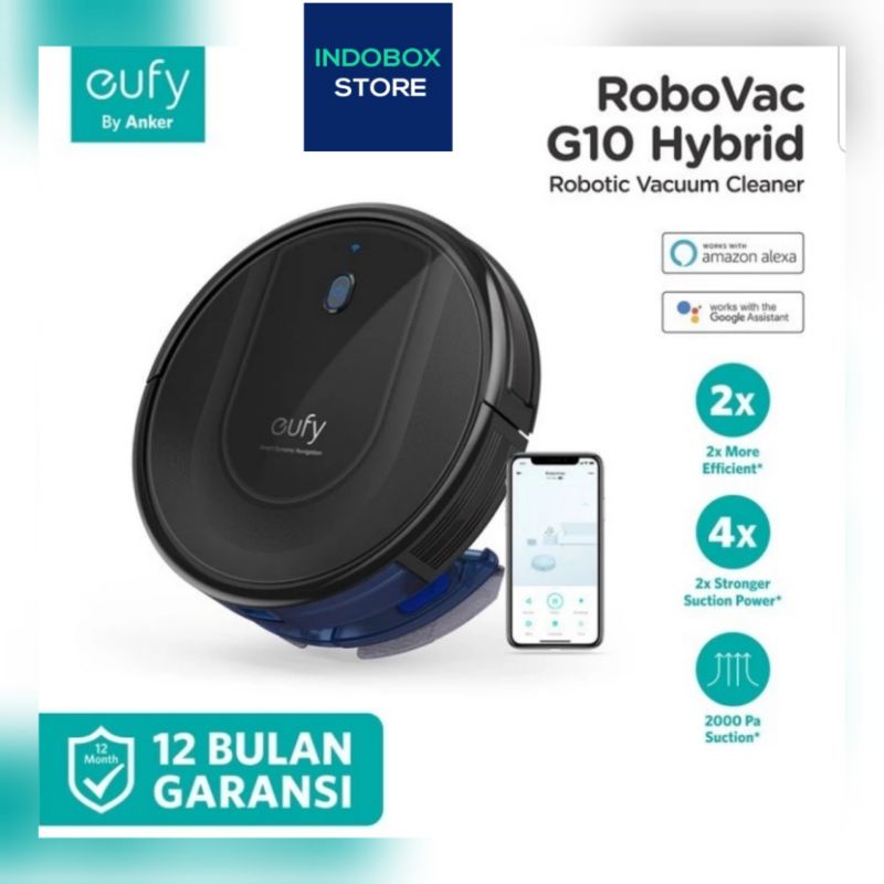 Vacuum Cleaner Anker Eufy Robovac G10 Hybrid - T2150, Robot Pembersih dengan Kapasitas Debu 0.45 Liter dan Baterai 2600 mAh