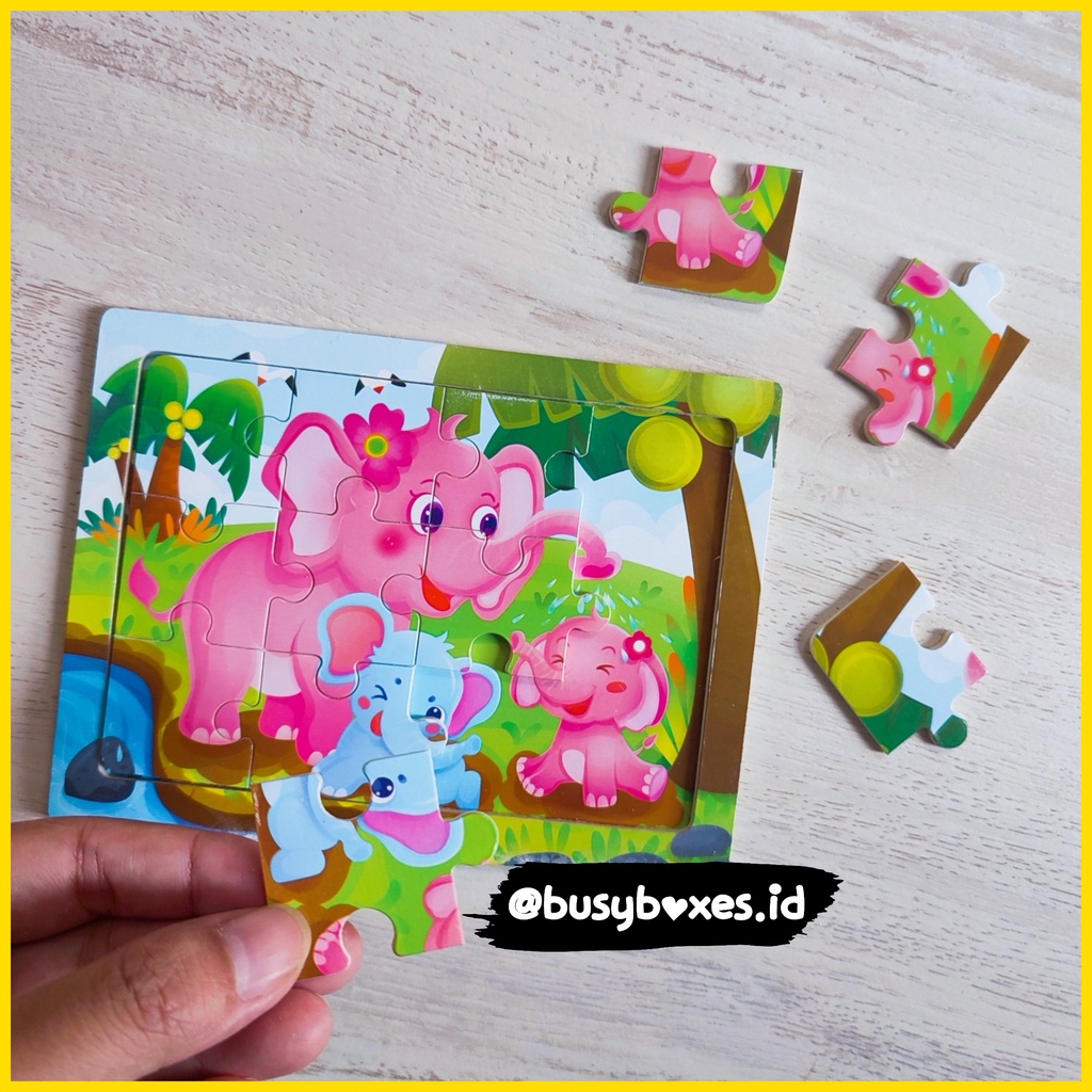 [busyboxes.id] Mainan Edukasi Puzzle 12 keping wooden toys gajah