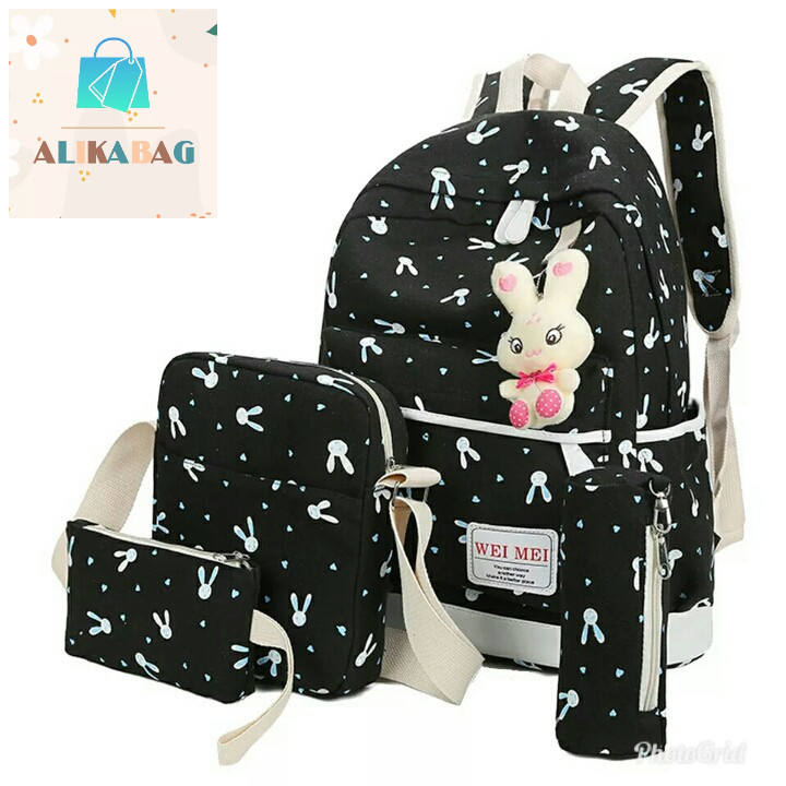 ALIKA BAG - Tas Ransel Sekolah Anak Laki-laki / Perempuan Multifungsi 3in1 Motip Kelinci