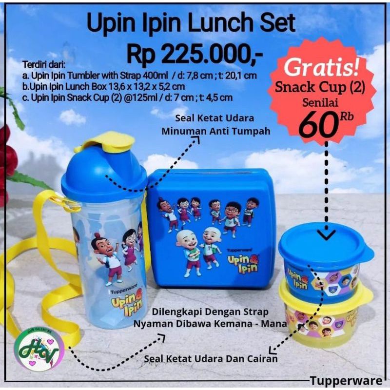 

Tuperware Upin Ipin Lunch Set Bekal 4pcs