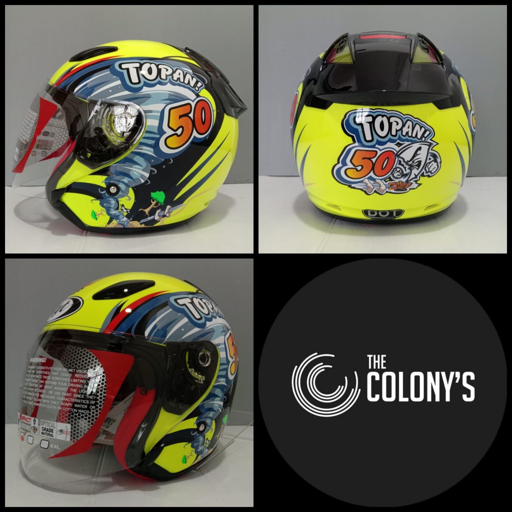 HELM KYT HALF FACE HALFFACE MOTIF CORAK TOPAN REPLICA SE|HELM KYT DJMARU DJ MARU MOTIF TOPAN RACE ED