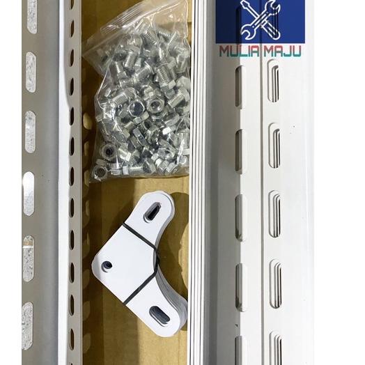 Besi siku lubang 2mili PUTIH /besi siku rak 2milix38mmx3meter SUPER TEBAL (perbatang)