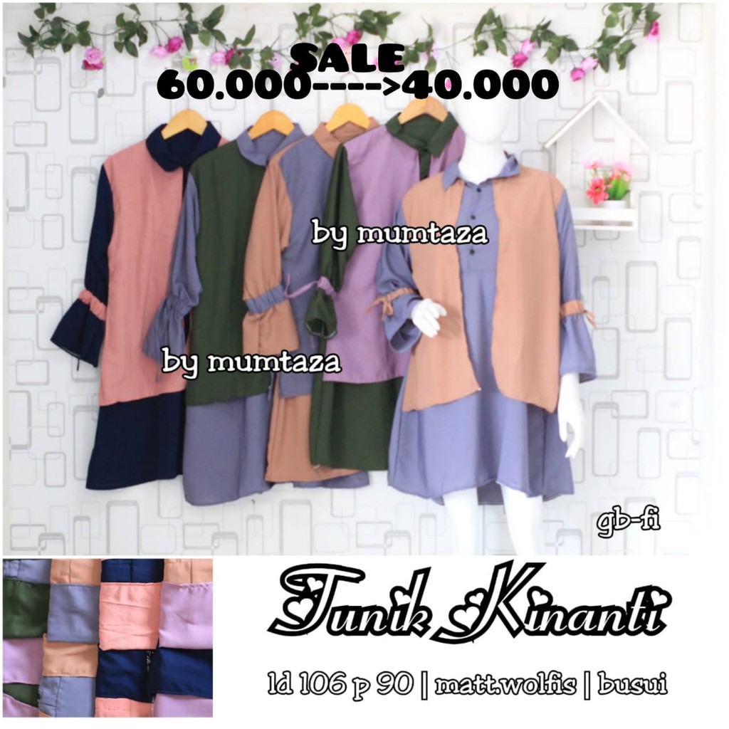 Tunik Kinanti/ Kemeja Cewek Polos/ Tunik Wolfis Murah