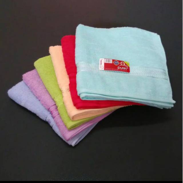 Handuk merah putih ukuran 50x100 plus bordir nama