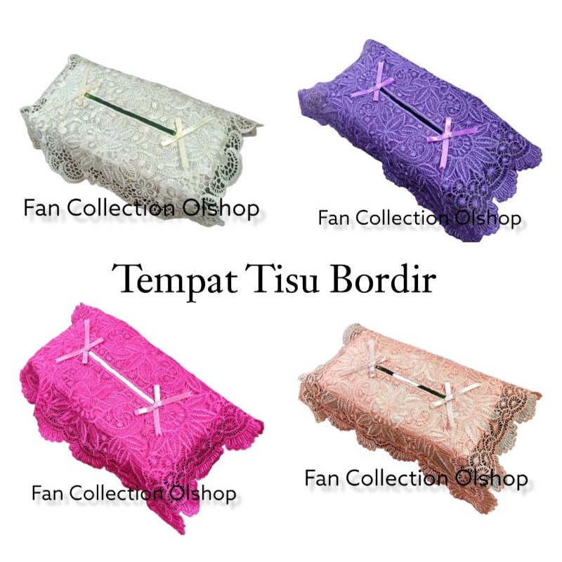 Sarung Tisu Bordir Cover Tisu Bordir Polos Tempat Tisu Renda Mewah Cantik